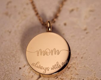 Engraved Urn Necklace – Ashes Necklace with Text Engraving – Personalized Memorial Jewelry