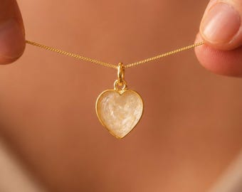 Ashes Necklace,  Heart Cremation Necklace with Back Engraving