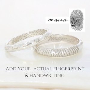 Sterling Silver Fingerprint Ring | Engraved Ring, Fingerprint Jewelry, Personalized Ring, Personalized jewelry, Couple Rings