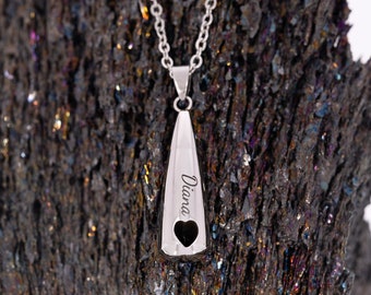 Teardrop Urn Necklace, Stainless Steel Ash Holder, Engraved Memorial Jewelry