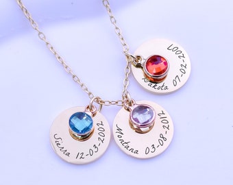 Personalized Necklace, Birthstone Necklace, Personalized gift for mom, girlfriend gift, 21st birthday gift for her, anniversary gift for her