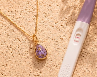 Pregnancy Keepsake Necklace, Miscarriage Jewelry Gift, Teardrop Memorial Pendant with Pregnancy Test Cap