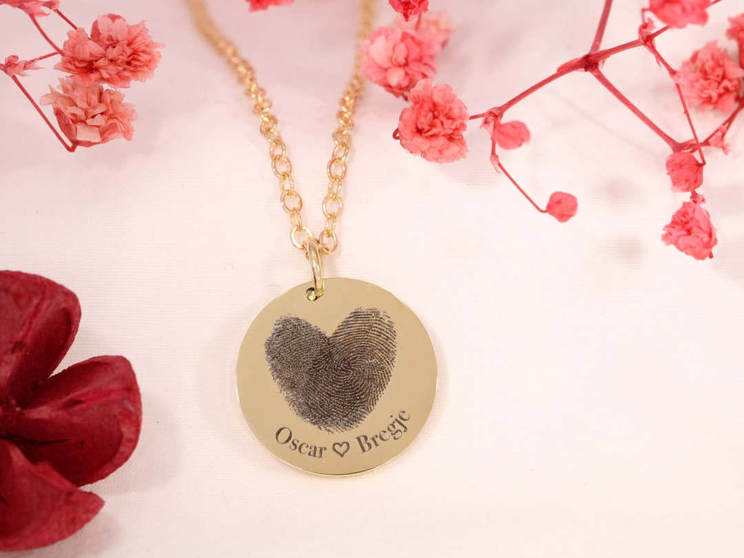Fingerprint Necklace, Thumbprint Necklace, Engraved Necklace