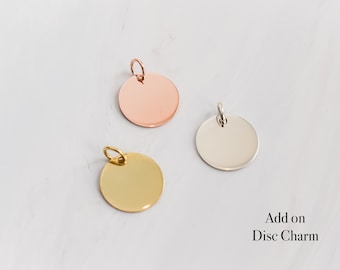 Add On Disc Charm, Charm de disque gravé en argent sterling, vermeil or 18K ou or rose - CHARM ONLY!