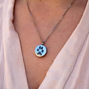 Custom Pet Urn Necklace - Memorial Jewelry for Ashes - Dog Memorial Gift - Personalized Cremation Necklace with Pawprint Engraving