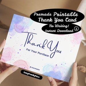 Blue Pink Thank You Card Digital | Editable Canva PDF | 14.8x10.5cm & 4x6in | Business Appreciation | Small Business Gift | No Shipping