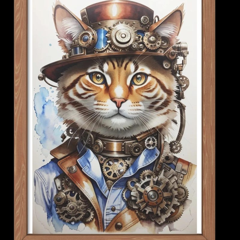 Steampunk Cat Art - Etsy