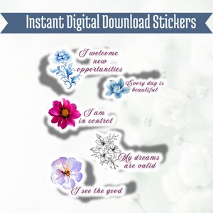 Pegatinas de afirmación positiva | Autocuidado | Pegatinas para diario y planificador Cricut | Descarga digital imprimible | Inspirador | Motivacional |