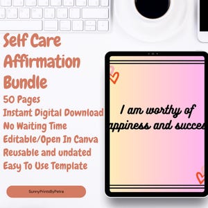 Self Care Affirmation Cards with Printable Motivational Quotes DIY Self Love Stickers Positive Mindset Print for Canva and Cricut