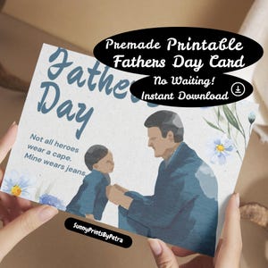 Cards Blue White Father’s Day Card Digital | Editable Canva PDF | Digital Card Download | Printable Greeting | Instant Download | Dad Gift