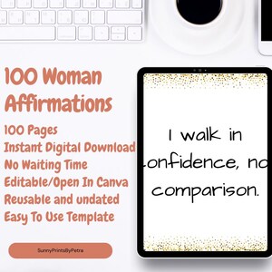 Collection Affirmations pour femmes | Téléchargement numérique de 100 pages | Affirmations inspirantes imprimables et modifiables pour l'autonomisation et l'amour de soi