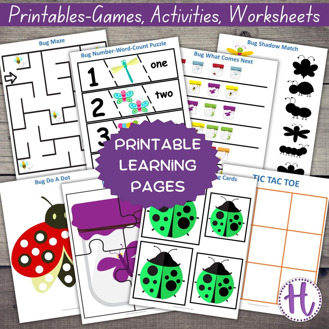 Bug Activity Worksheets: Preschool & Kindergarten Games (PDF) - Etsy