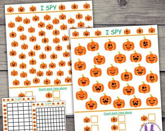 Pumpkin Faces I Spy Game: Halloween Preschool Activity (PDF)