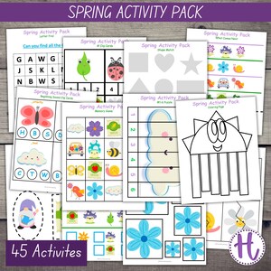 Spring Activity Pack: Preschool Learning Games, Printable Activities For Kids (PDF)