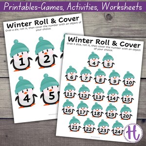 Winter Penguin Roll and Cover Math Game: Number Sense Dice Game (PDF ...