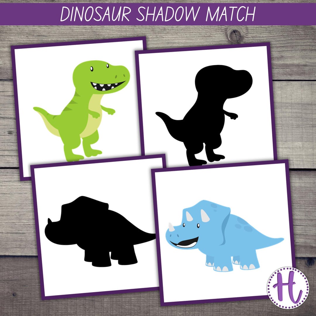 Dino Shadow Matching Game, Printable Dinosaur Activity (PDF) - Etsy