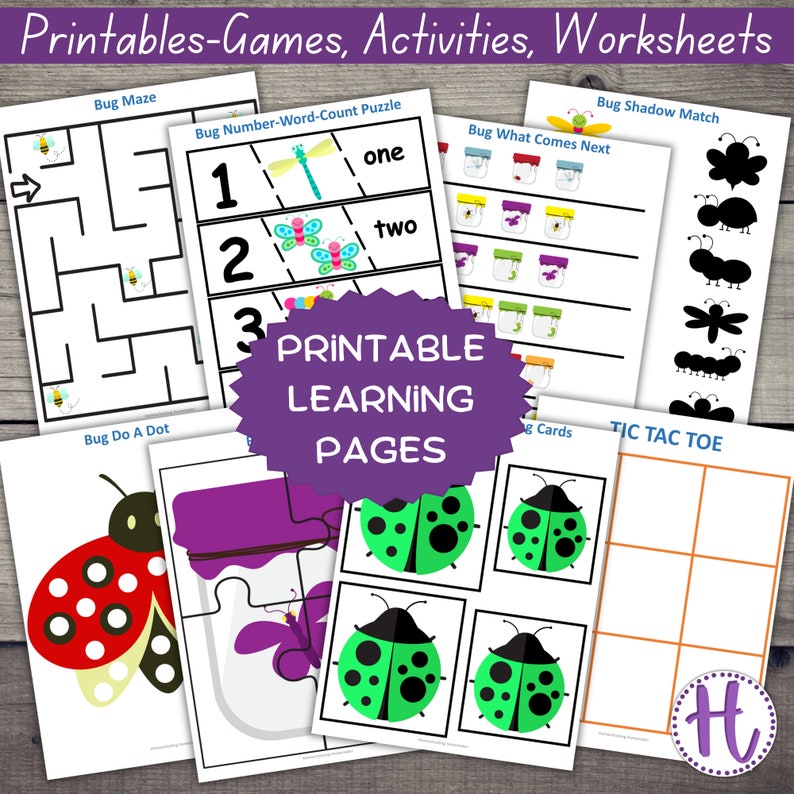 Bug Activity Worksheets for Preschool or Kindergarten, Fun Bug Themed ...