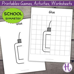 Symmetry Drawing Worksheets-School Supplies, learning symmetry, symmetrical drawing,learning to draw