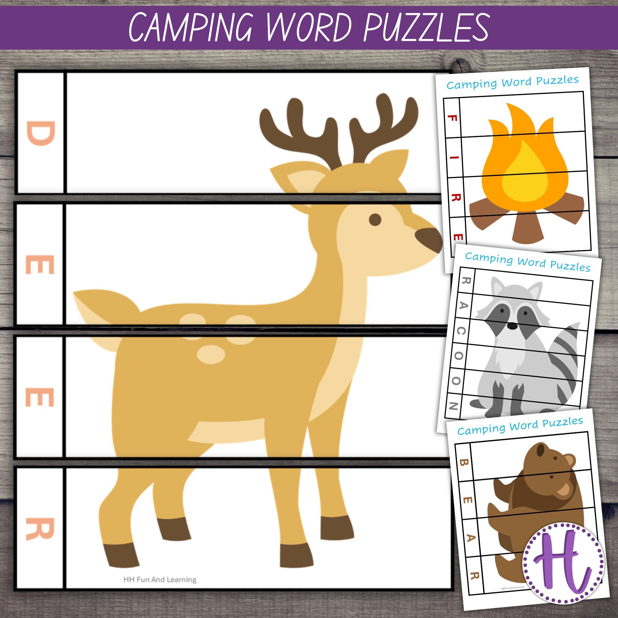Camping Word Puzzles, Printable Letter Activity for Kids (PDF) - Etsy