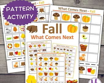 Fall Pattern Activity: Sequencing Cut & Glue Worksheets (PDF)