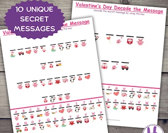 Valentine's Day Secret Message Decoder: Kids Worksheet Learning Activity (PDF)