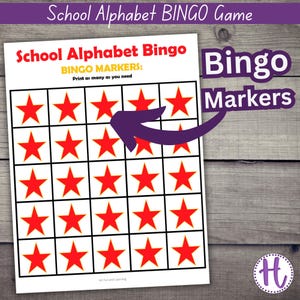 School Alphabet Bingo Game: Fun ABC Learning (PDF) - Etsy