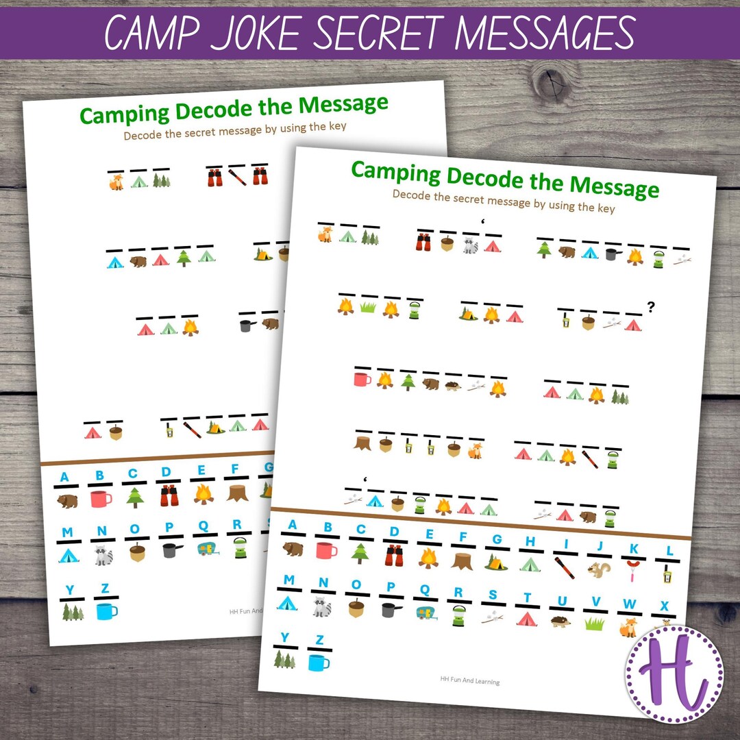 Camping Joke Secret Messages, Printable Learning Worksheets for Kids ...