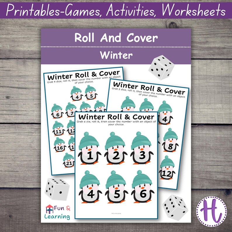 Winter Penguin Roll and Cover Math Game: Number Sense Dice Game (PDF ...