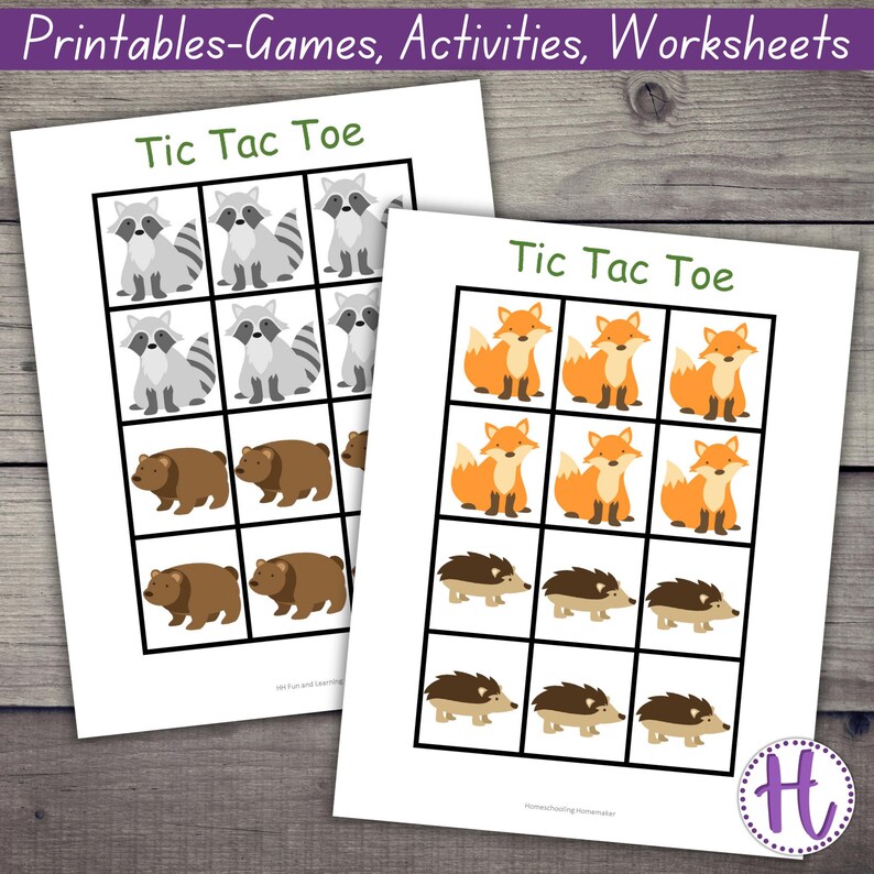 Woodland Animal Tic Tac Toe Game: Preschool Printable (PDF) - Etsy
