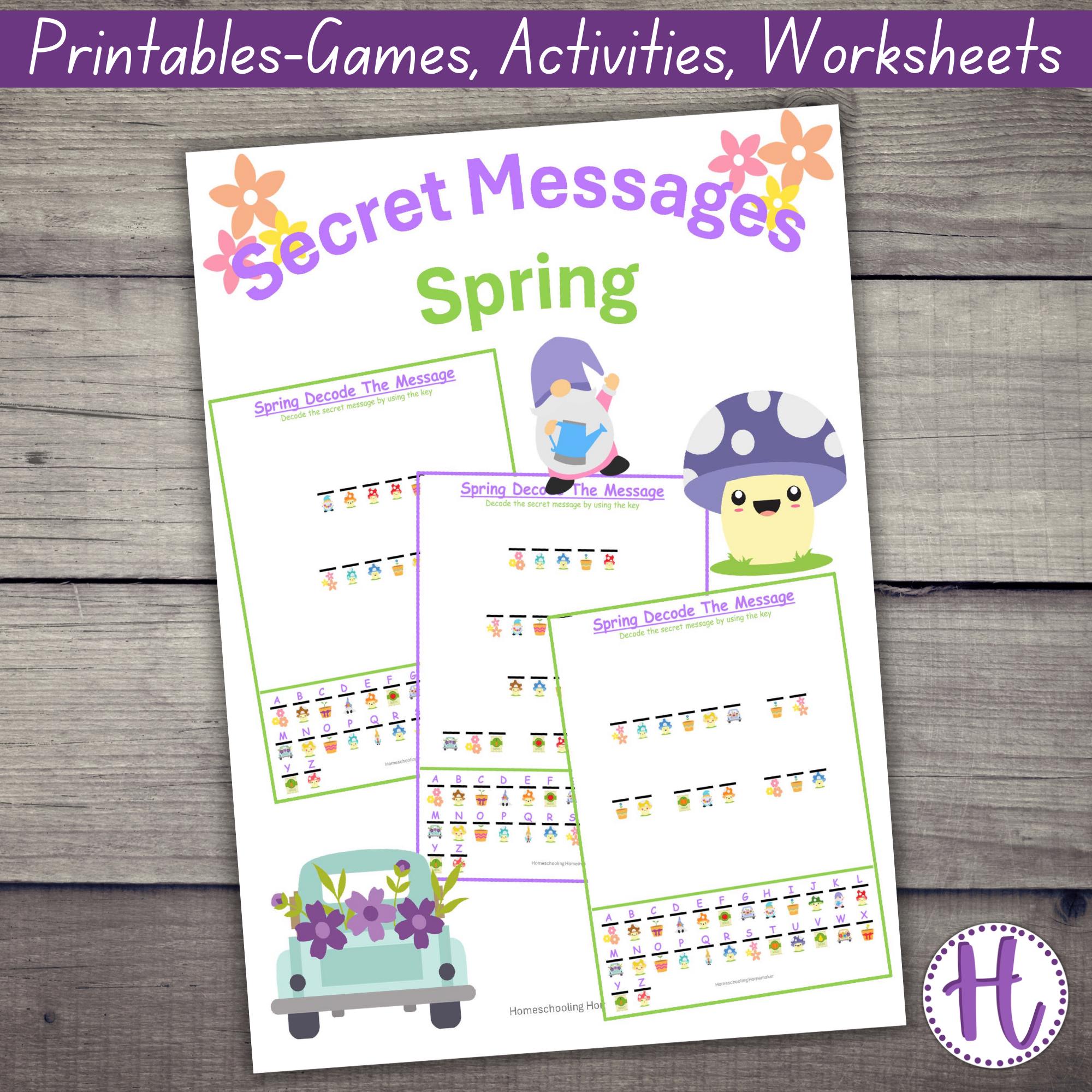 Spring Decode Worksheet Spring Decode Secret Message Pages for Kids, Printable Break the Code ...