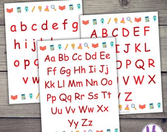Alphabet-Poster und Arbeitsblätter zur Nachverfolgung der Buchstaben für die Vorschule