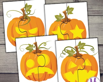Pumpkin Face Puzzles: Halloween Activity for Kids (PDF)
