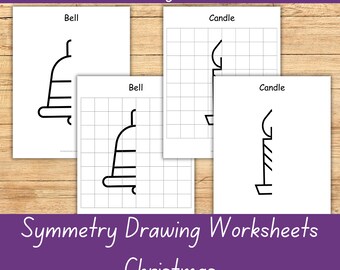 Symmetry Drawing Worksheets-Christmas, symmetrical drawing for kids, learn to draw, art for kids