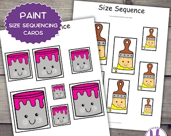 Colors Size Sequencing Cards|Preschool Learning Game, Size Sorting Activity (PDF)