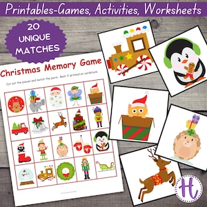 Christmas Memory Game for Kids: Printable Matching Card Game (PDF)