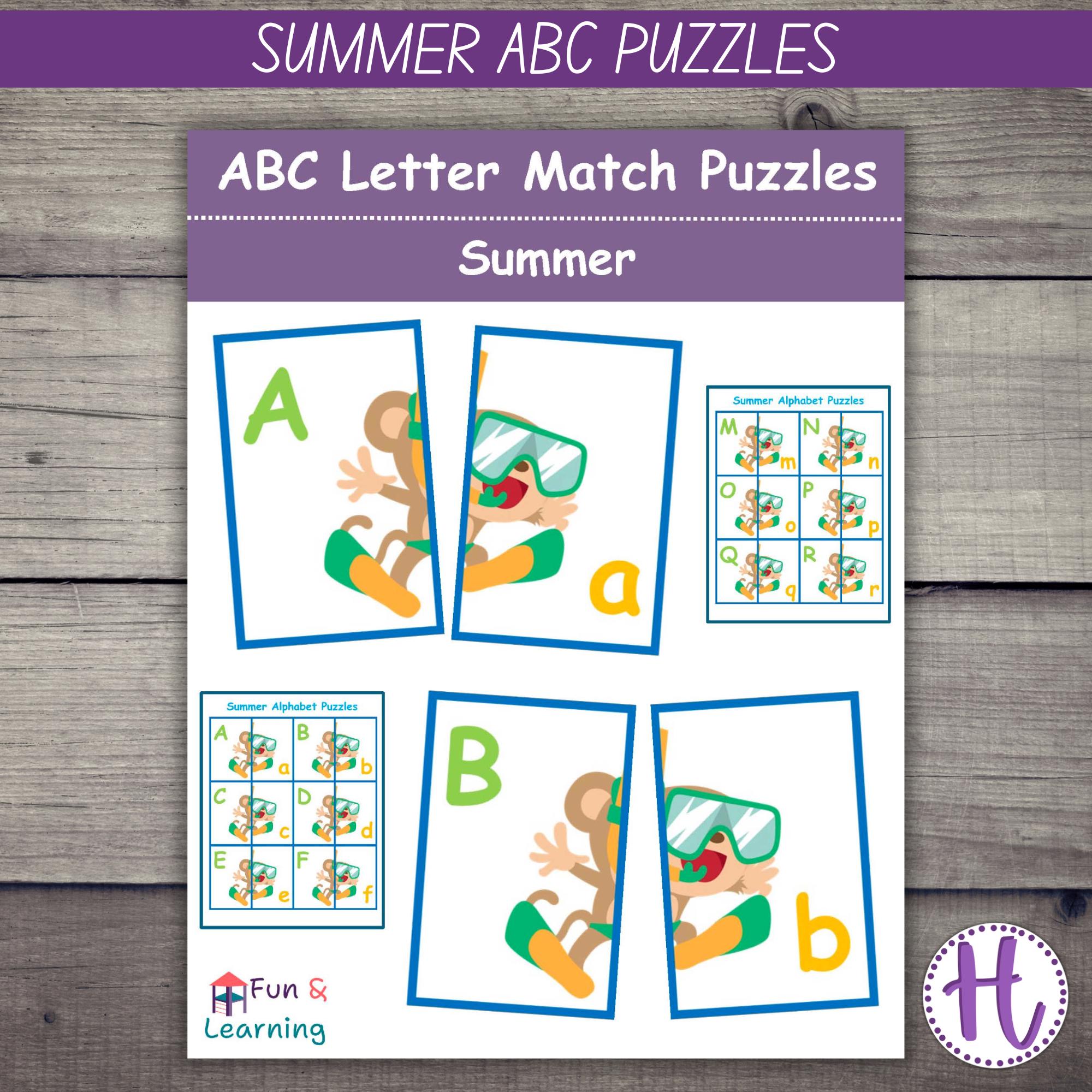 Match It Abc's Summer ABC Letter Match Puzzles, Alphabet Puzzles for Kids, Printable ...