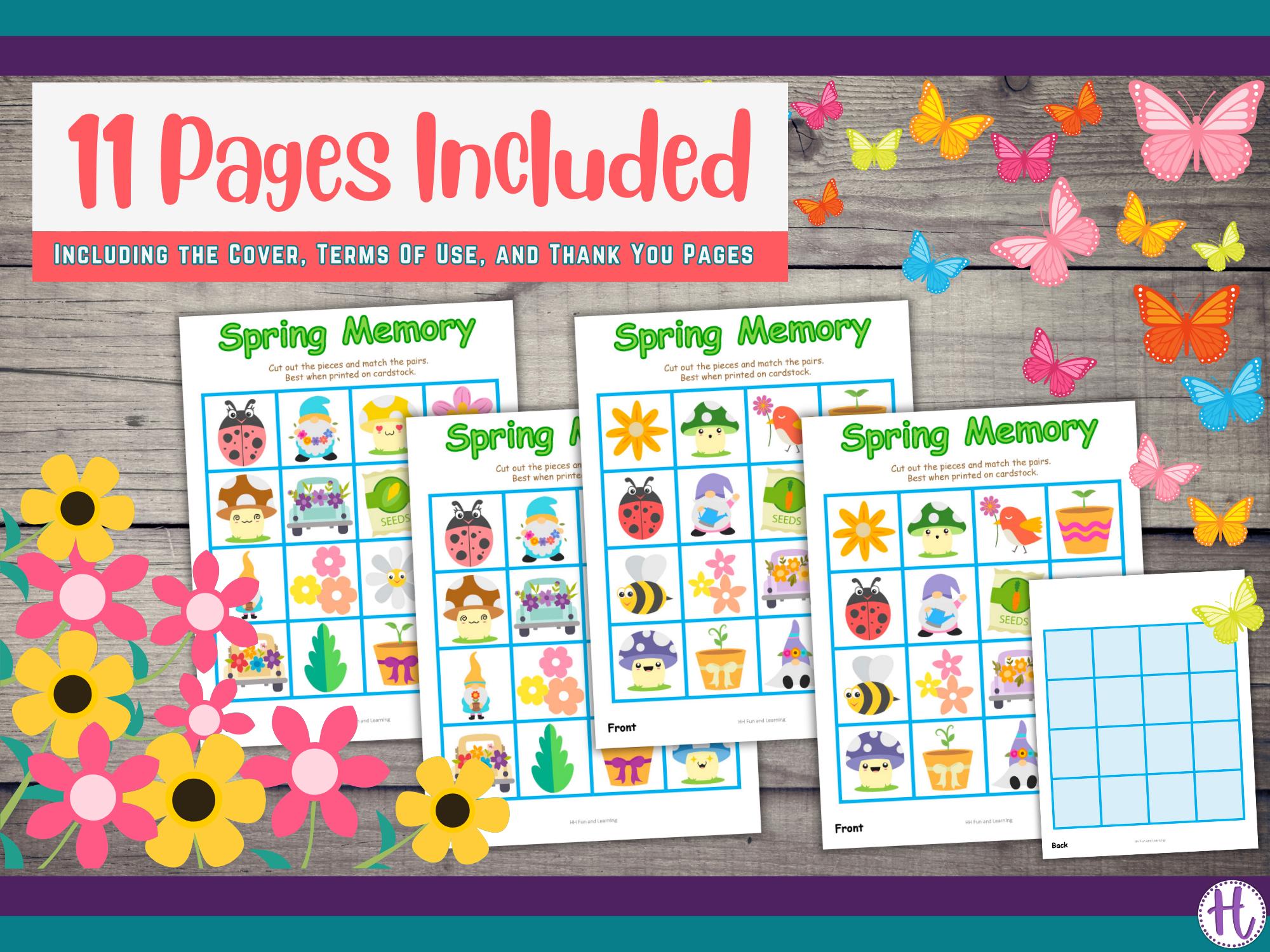 Spring Memory Matching Game: Printable Kids Activity (PDF Download) - Etsy