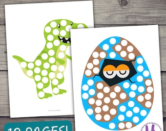 Dino Do-A-Dot Activity Pages: Dinosaur Dot Marker Printables (PDF Download)