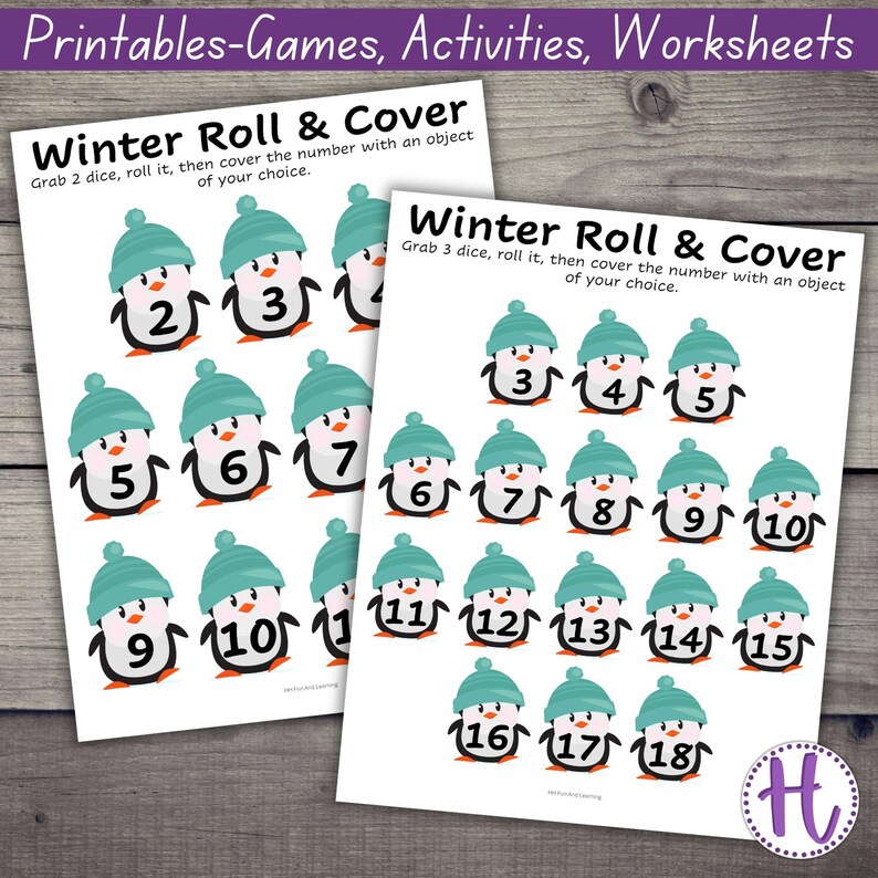 Winter Penguin Roll and Cover Math Game: Number Sense Dice Game (PDF ...
