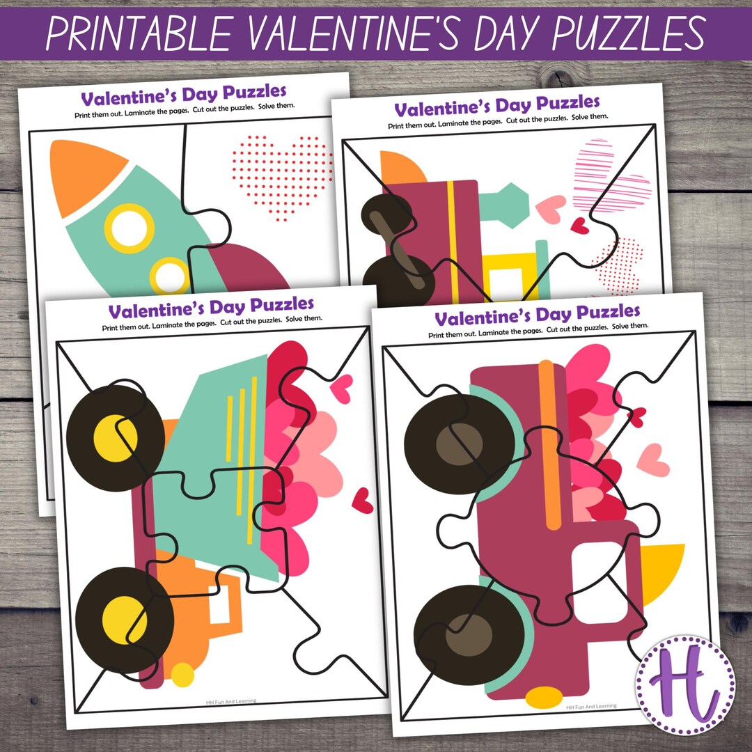 Valentine Puzzle Printables for Preschool, Simple and Fun Puzzles for ...