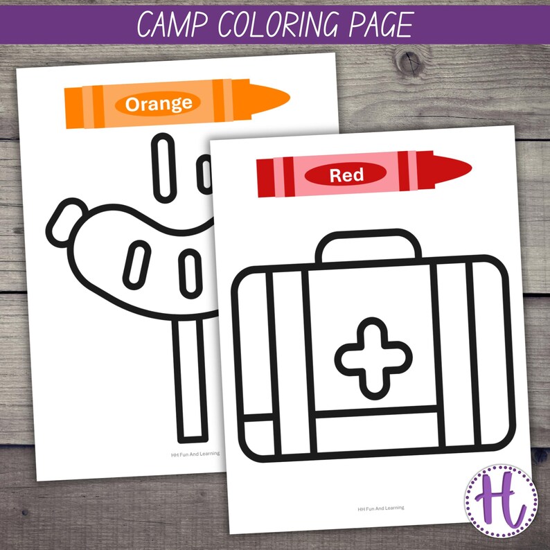 Camp Color Learning Coloring Pages: Toddler & Preschool Worksheets (PDF ...