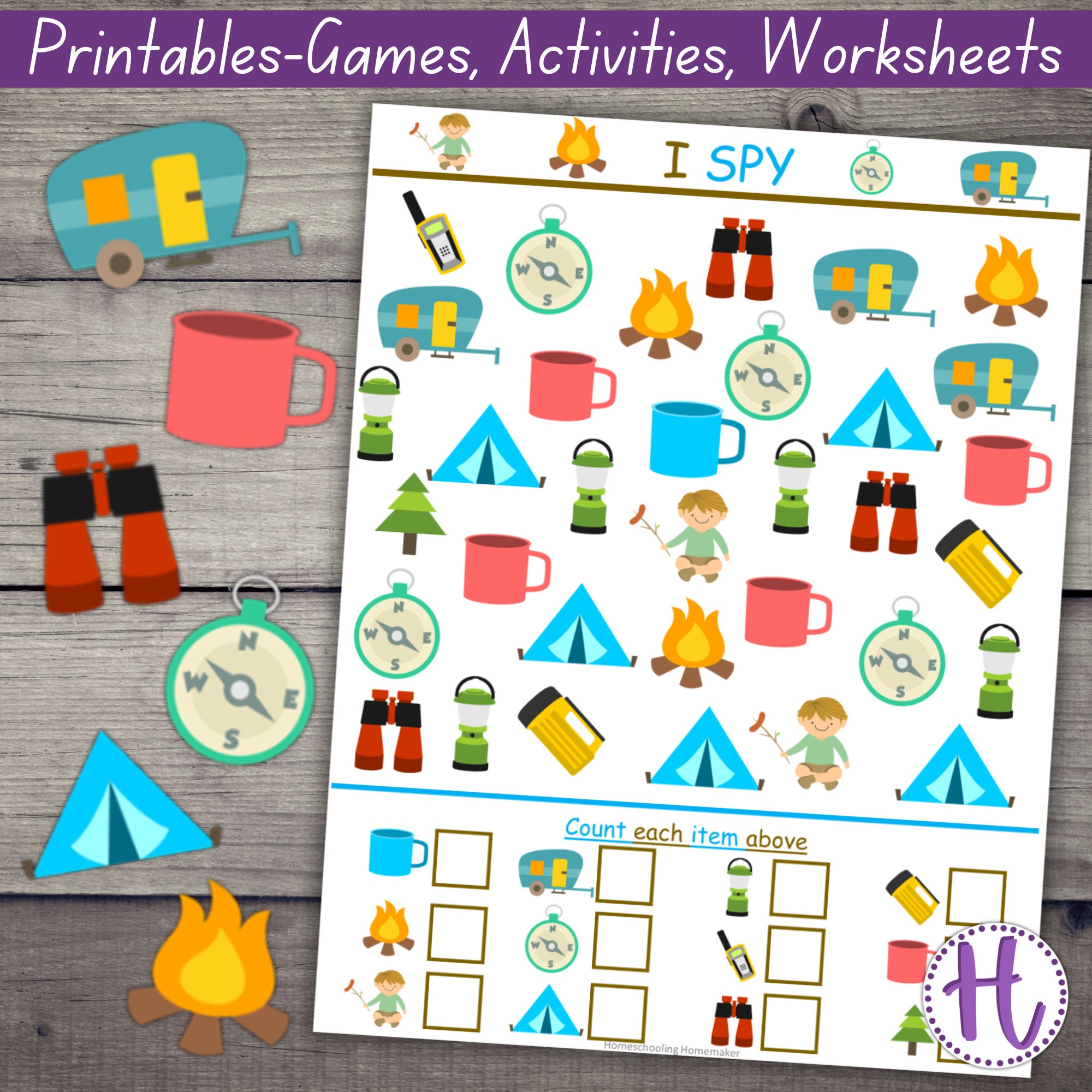 Camping I Spy for Kids With Graphing Activity, Printable I Spy - Etsy