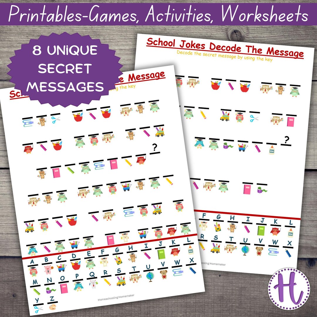 School Decode Secret Message Pages for Kids Activities, Printable Break ...