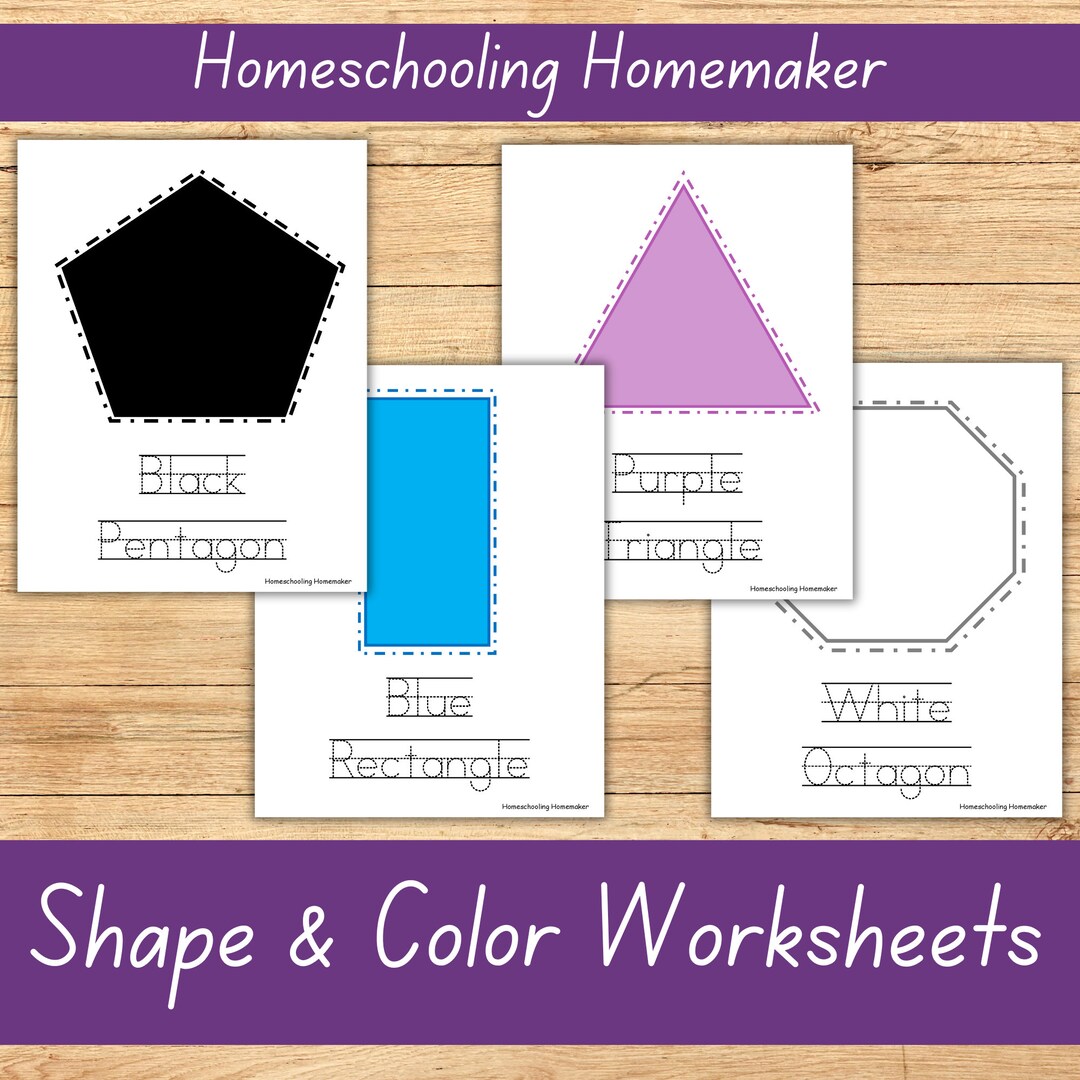 Shape and Color Worksheets for Kids Toddler Preschool Etsy