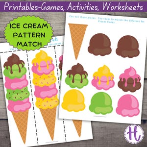 Ice Cream Pattern Match Game: Preschool Printable (PDF)
