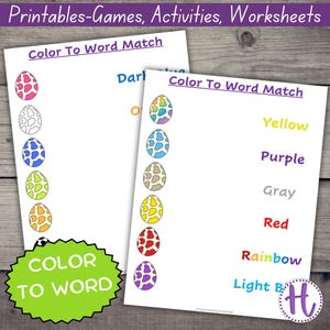 Dino Egg Color Matching Worksheet: Preschool Learning (PDF)