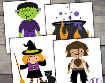 Halloween Printable Puzzles: Spooky Preschool Activity (PDF)