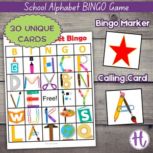 School Alphabet Bingo Game: Fun ABC Learning (PDF)