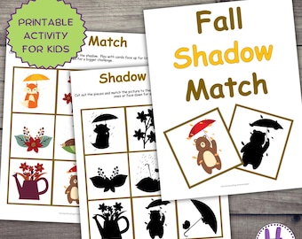 Fall Shadow Matching Game for Kids: Preschool Printable Activity (PDF Download)