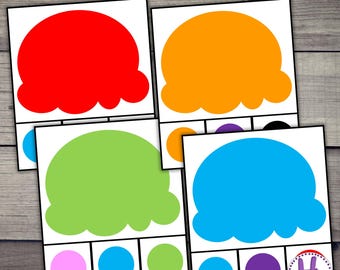 Eiscreme-Farbclipkarten, Farbzuordnungsaktivität für Kinder (PDF)
